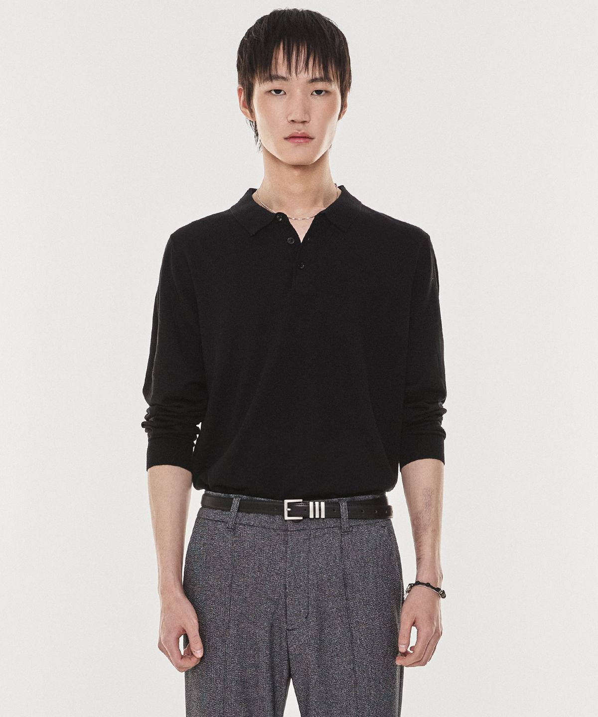 기철(KICHUL) Structured Polo Knit Shirt (Black)