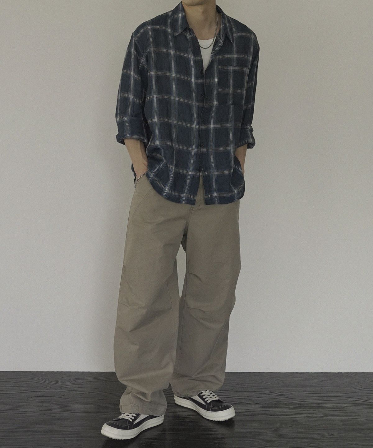 시도(SIIIIDO) DONOWITZ BLUE CHECK PURE LINEN SHIRT #1
