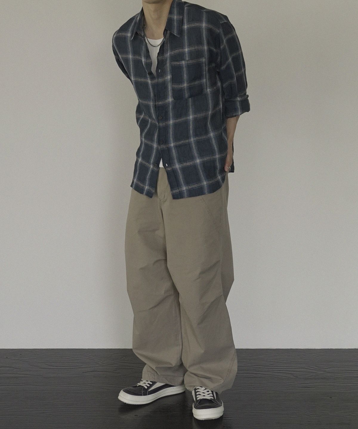 시도(SIIIIDO) DONOWITZ BLUE CHECK PURE LINEN SHIRT #1
