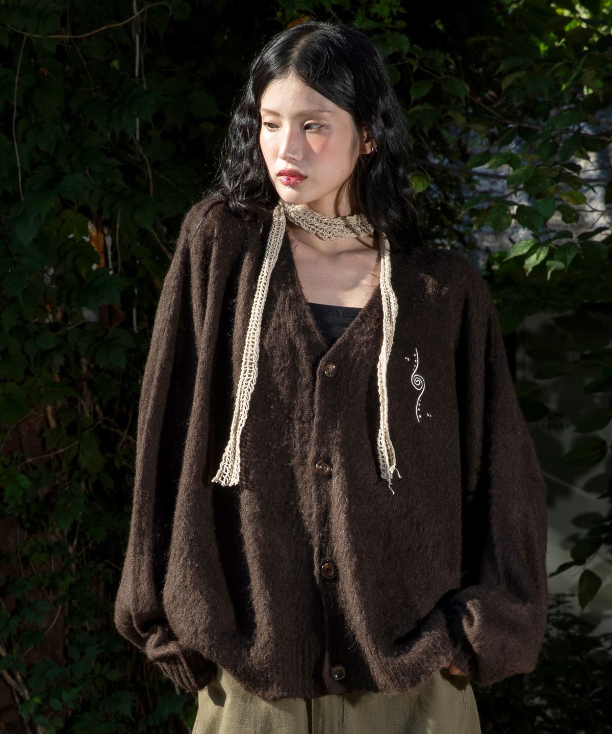 루나키후(RuNaKi'Hu') WXK027 후와후와 루즈핏 가디건 (BROWN)