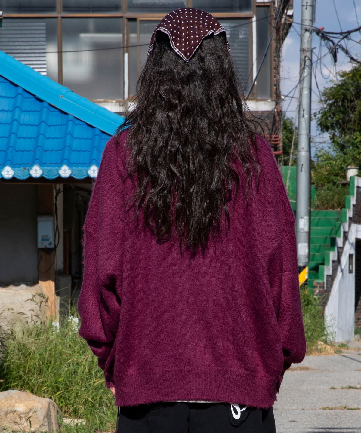 루나키후(RuNaKi'Hu') WXK027 후와후와 루즈핏 가디건 (BURGUNDY)