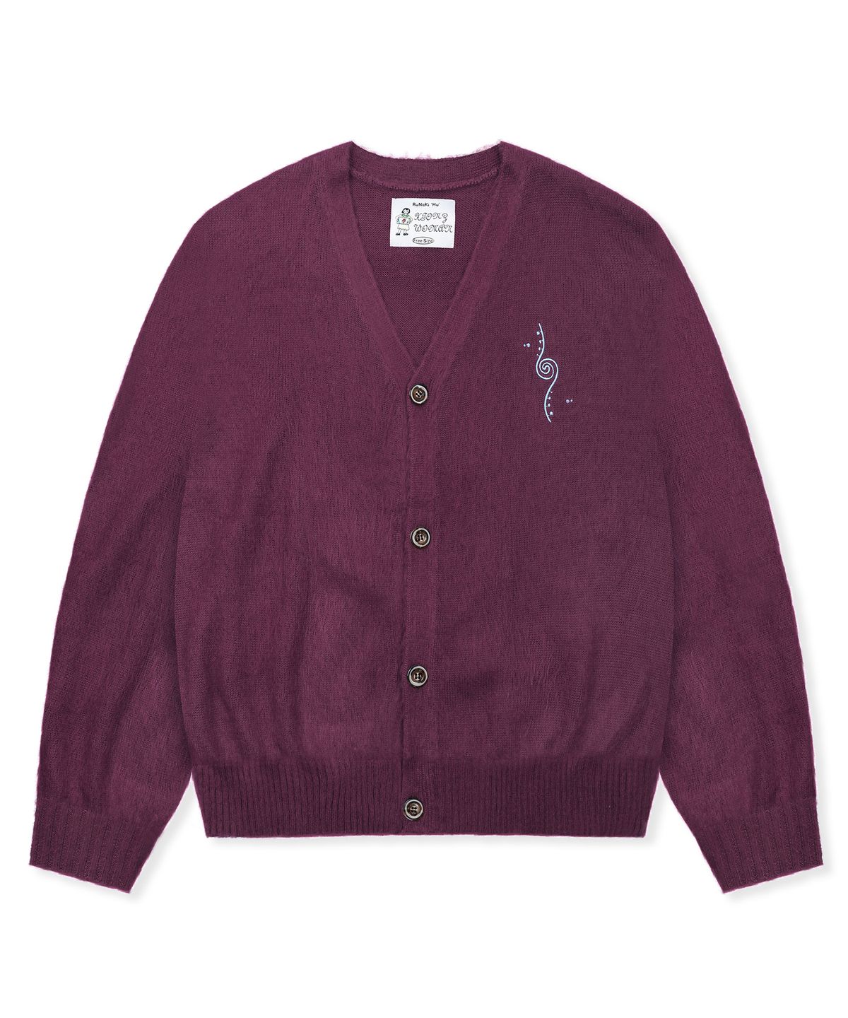 루나키후(RuNaKi'Hu') WXK027 후와후와 루즈핏 가디건 (BURGUNDY)