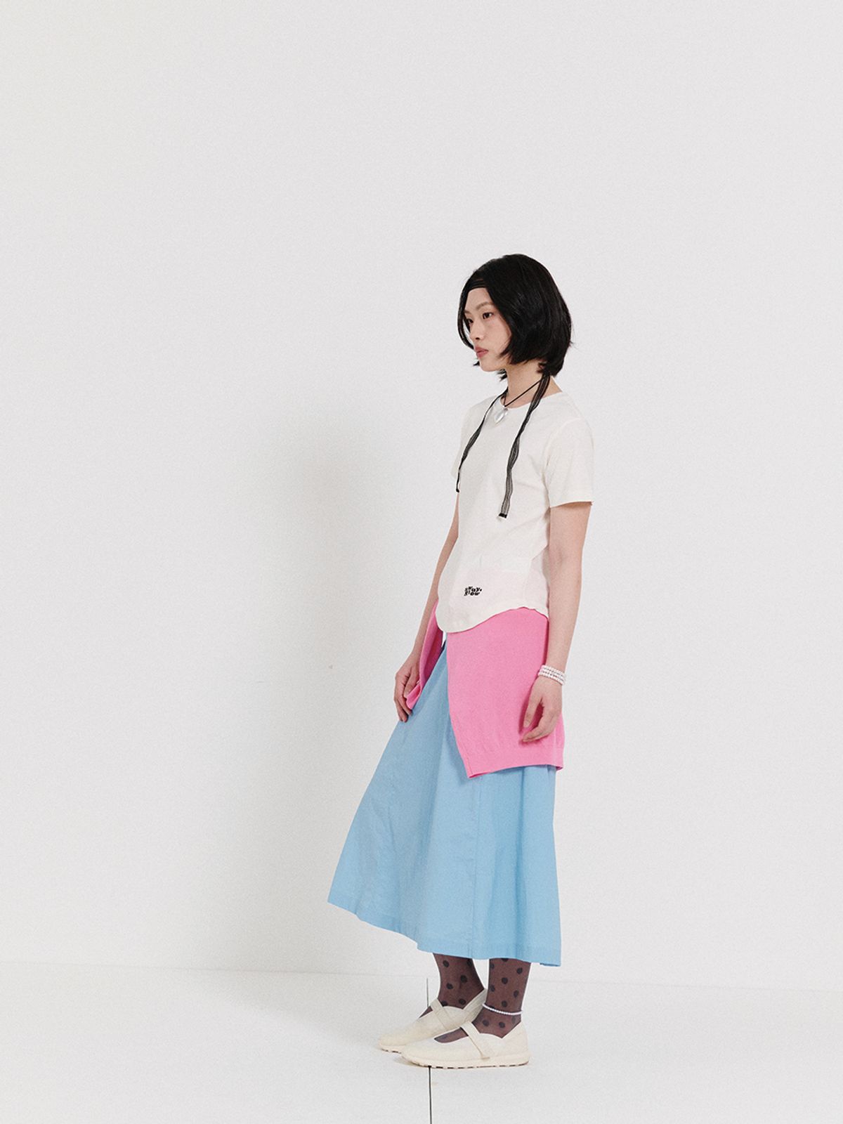 스웨이글로우(SWAYGLOW) [GIZA COTTON FABRIC]자수 반팔 티셔츠_화이트