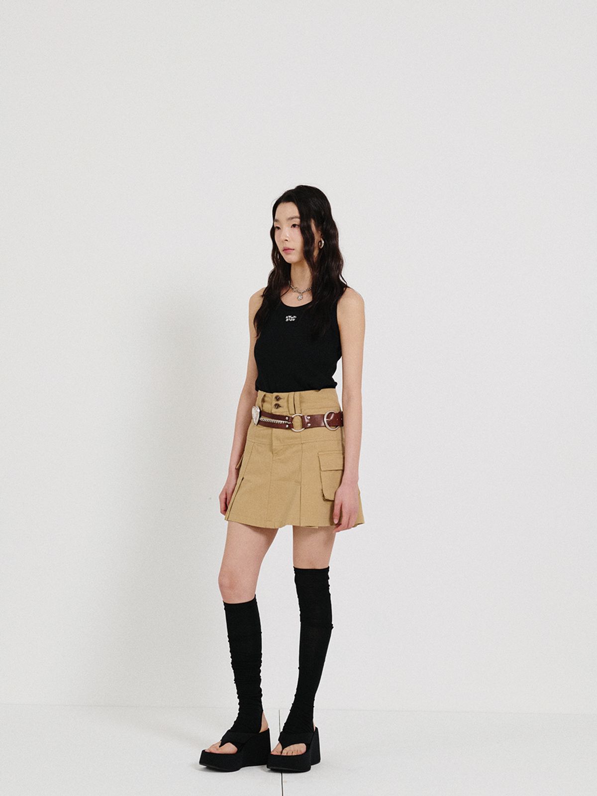 스웨이글로우(SWAYGLOW) [GIZA COTTON FABRIC]로고 탱크탑 나시_블랙