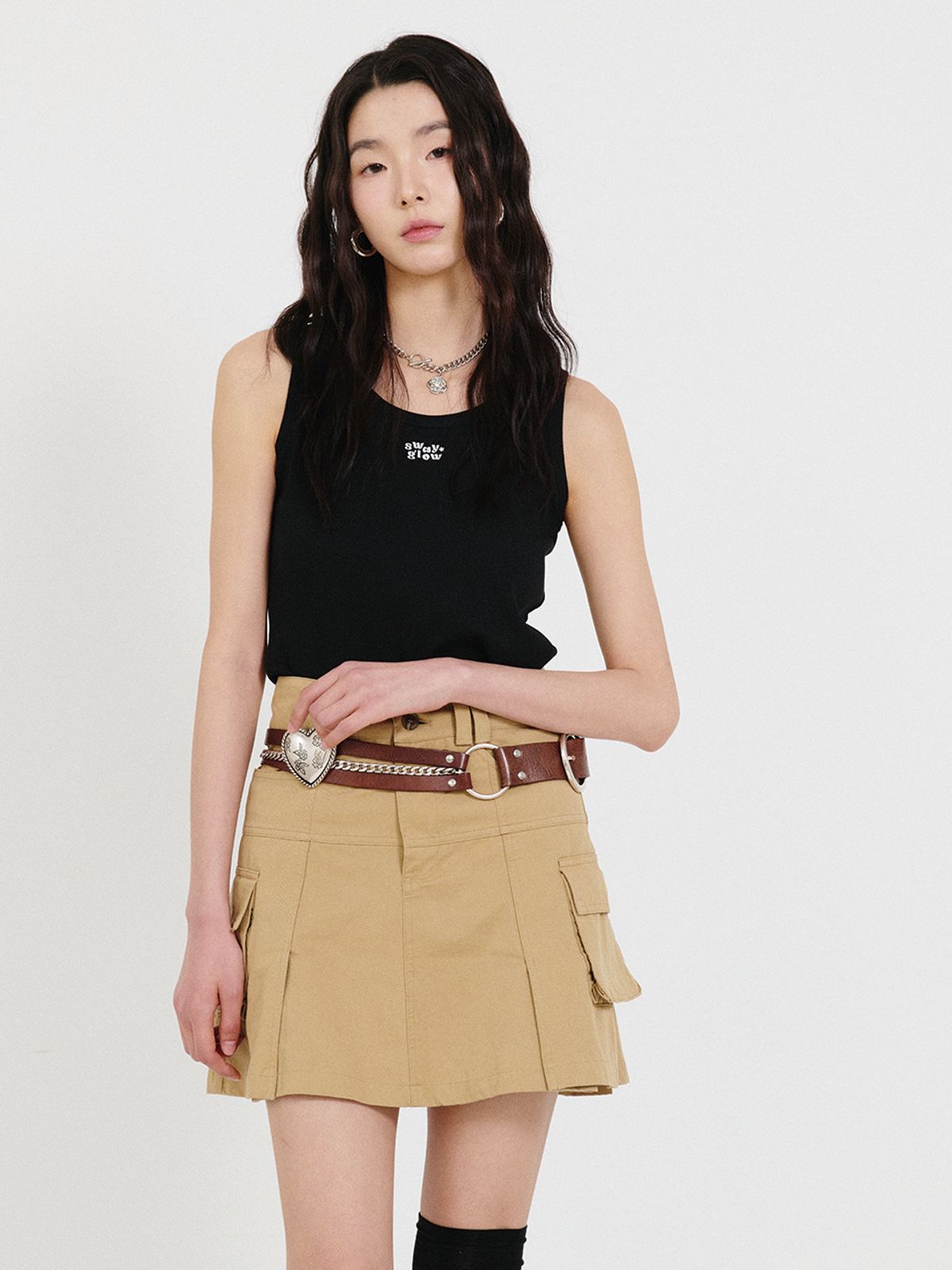 스웨이글로우(SWAYGLOW) [GIZA COTTON FABRIC]로고 탱크탑 나시_블랙