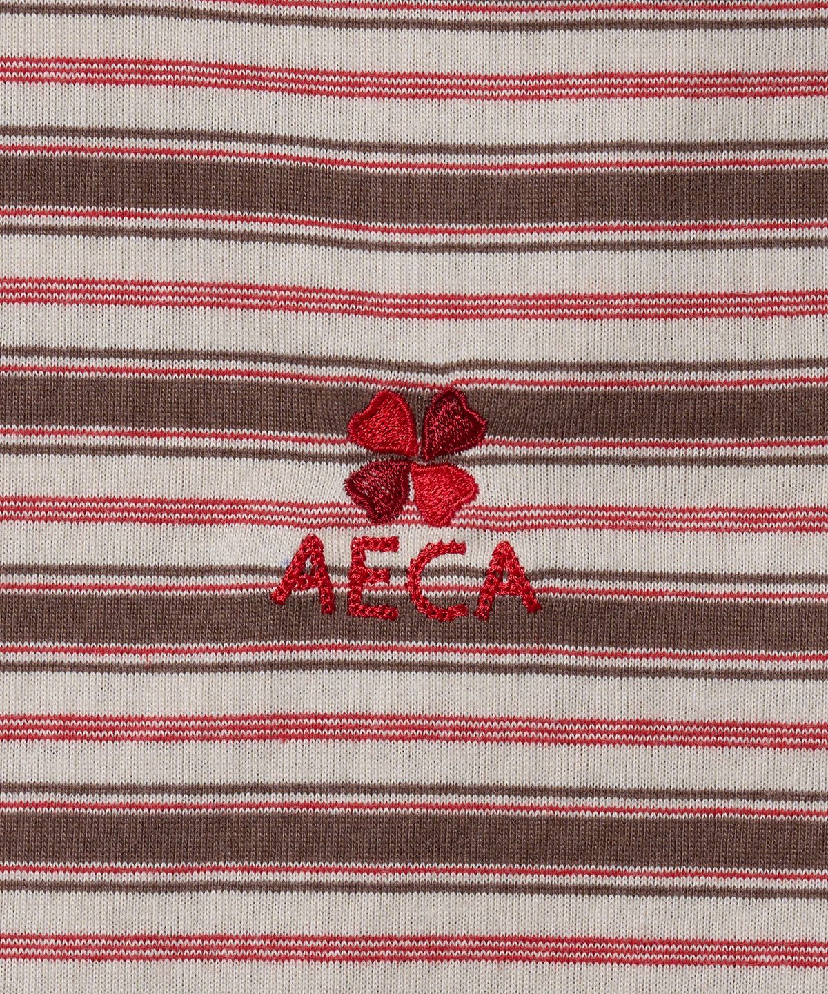 에이카화이트(AECA) STRIPE HALF SLEEVE TEE-BROWN