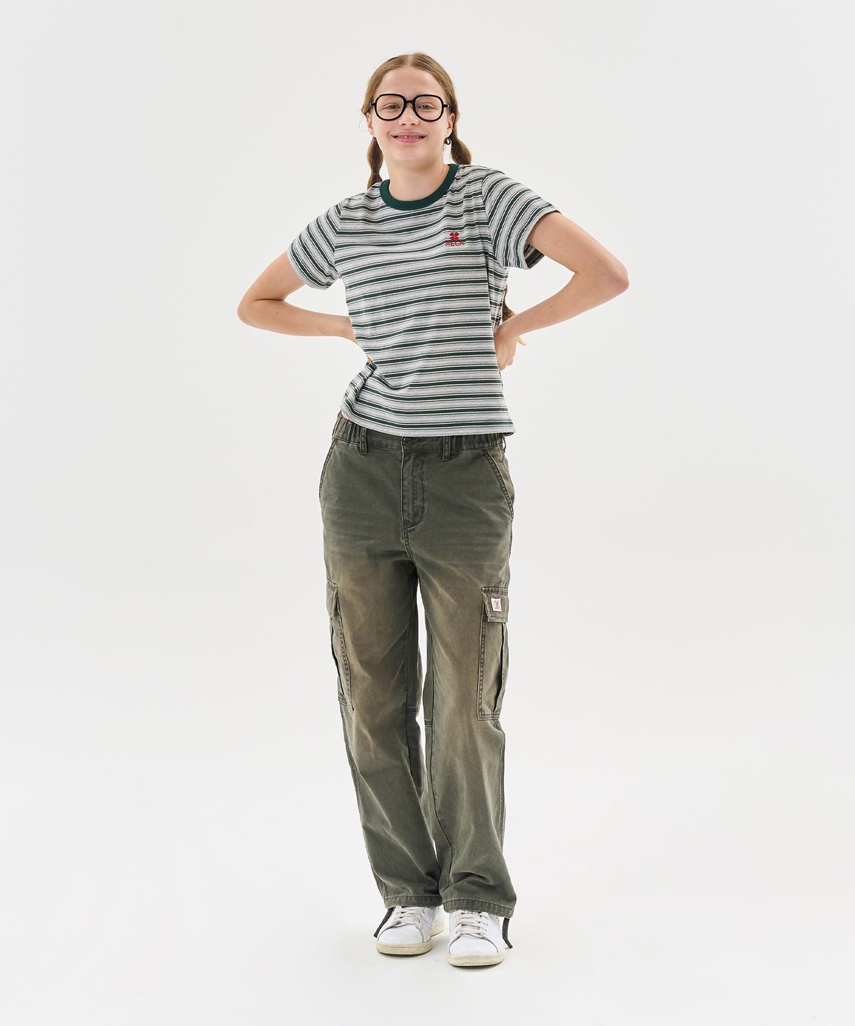 에이카화이트(AECA) STRIPE HALF SLEEVE TEE-BROWN