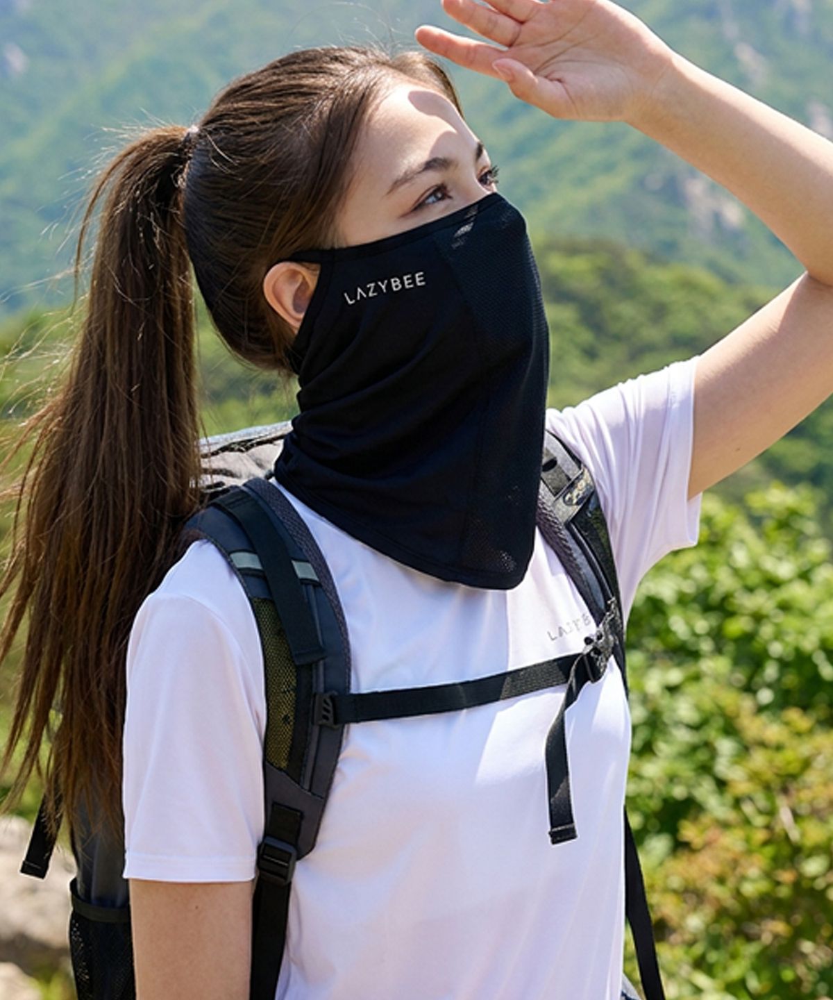 레이지비(LAZYBEE) 아이스쿨링 골프 자외선차단 멀티 선 마스크 블랙