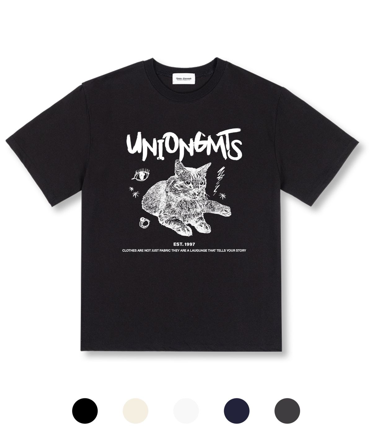 유니온가먼츠(UNION GARMENTS) 아이링캣 오버핏 반팔 티셔츠 5 COLOR