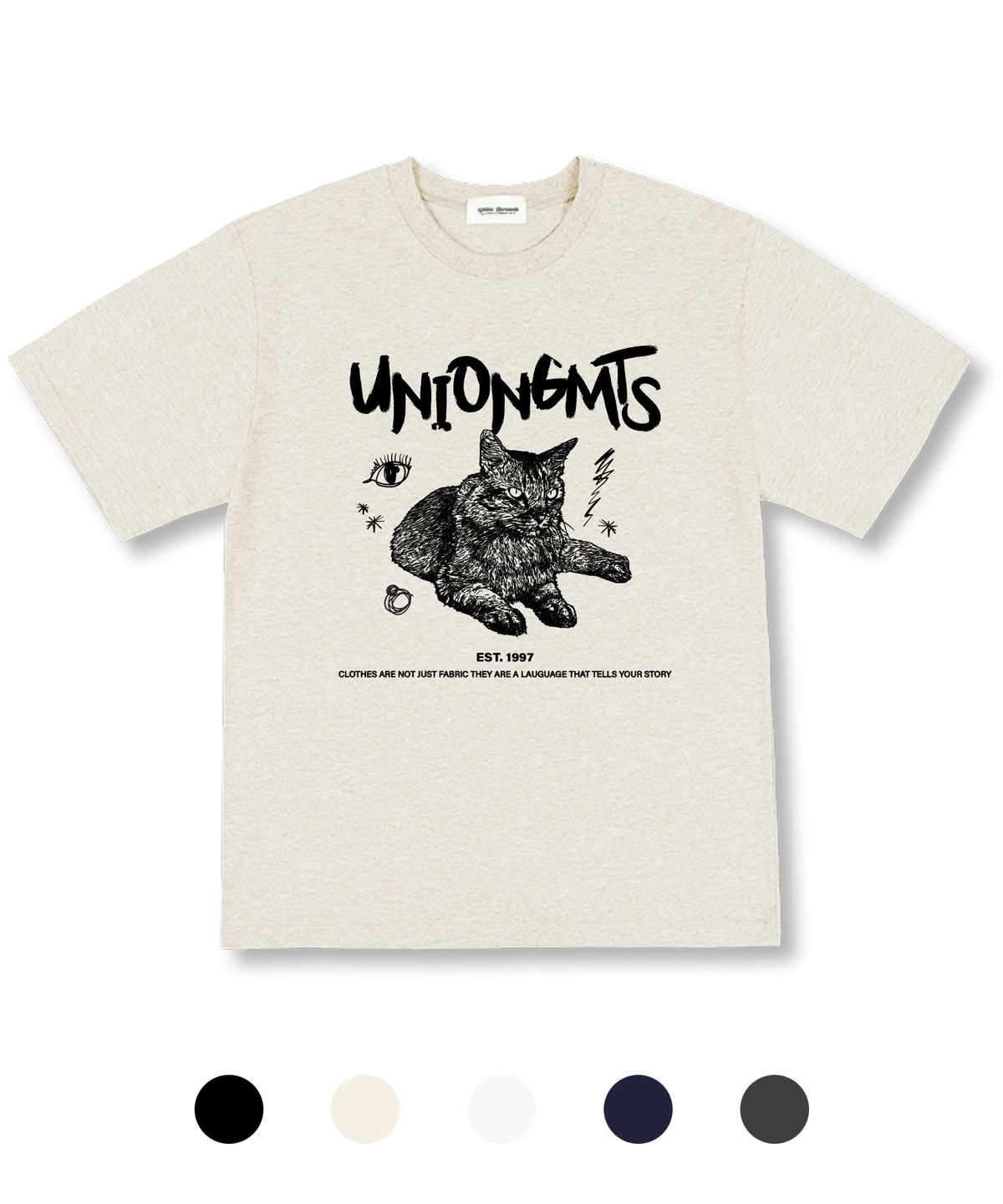 유니온가먼츠(UNION GARMENTS) 아이링캣 오버핏 반팔 티셔츠 5 COLOR