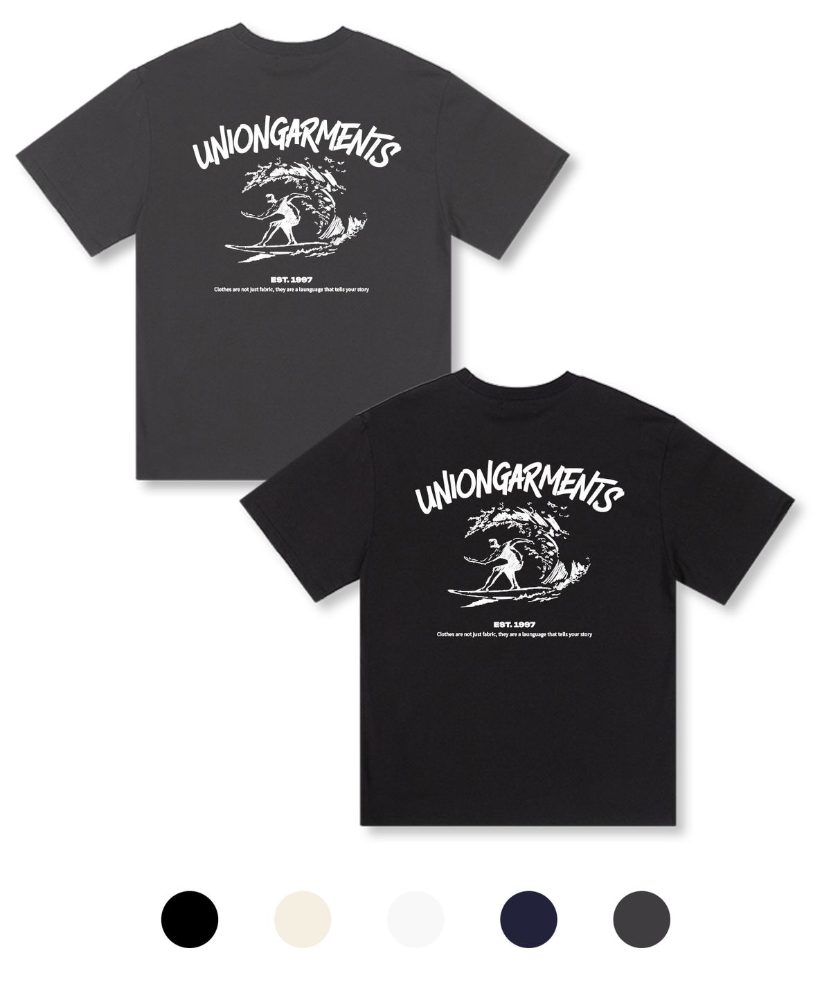 유니온가먼츠(UNION GARMENTS) 서핑웨이브 오버핏 반팔 티셔츠 5 COLOR