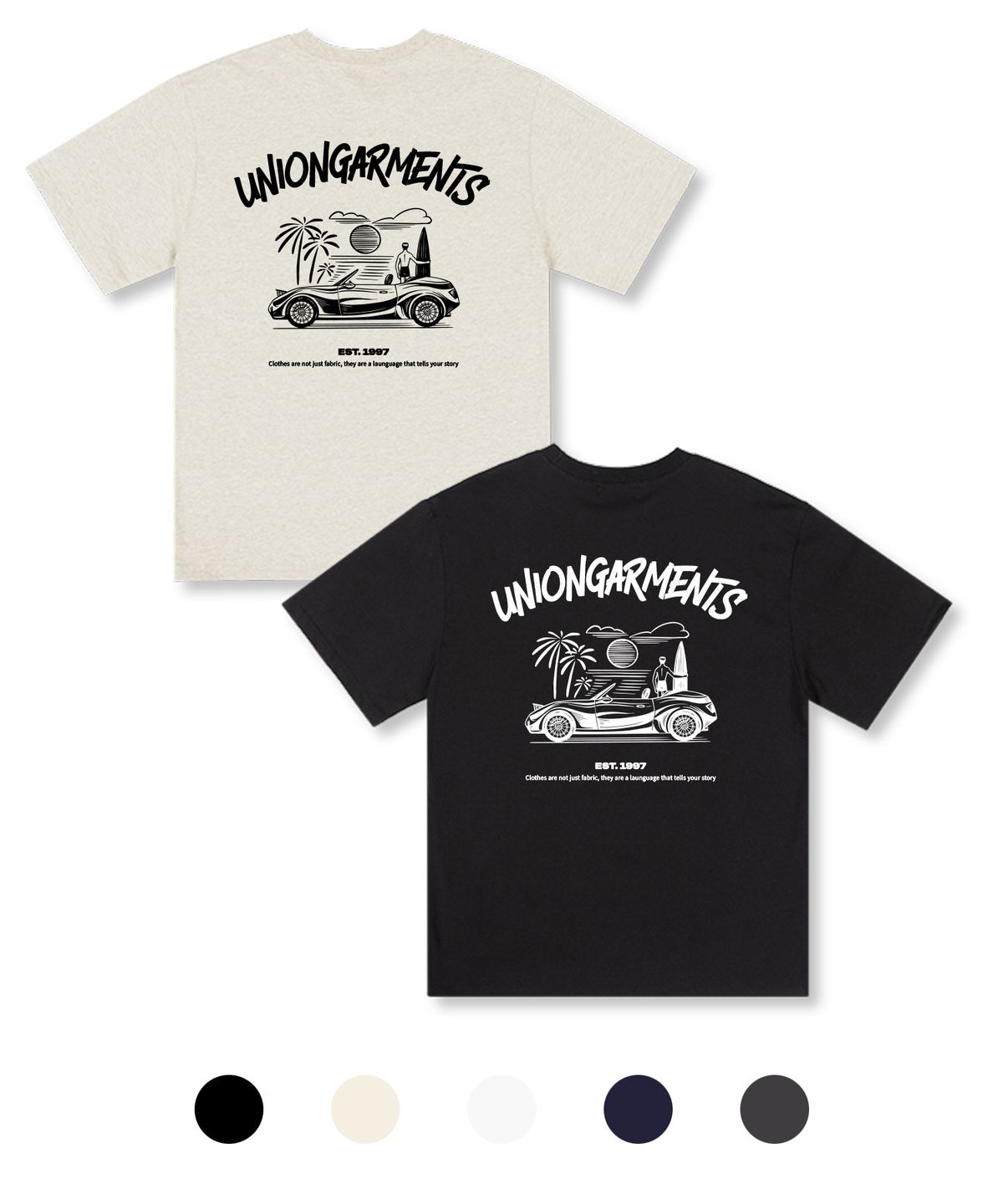 유니온가먼츠(UNION GARMENTS) 오픈카서핑 오버핏 반팔 티셔츠 5 COLOR