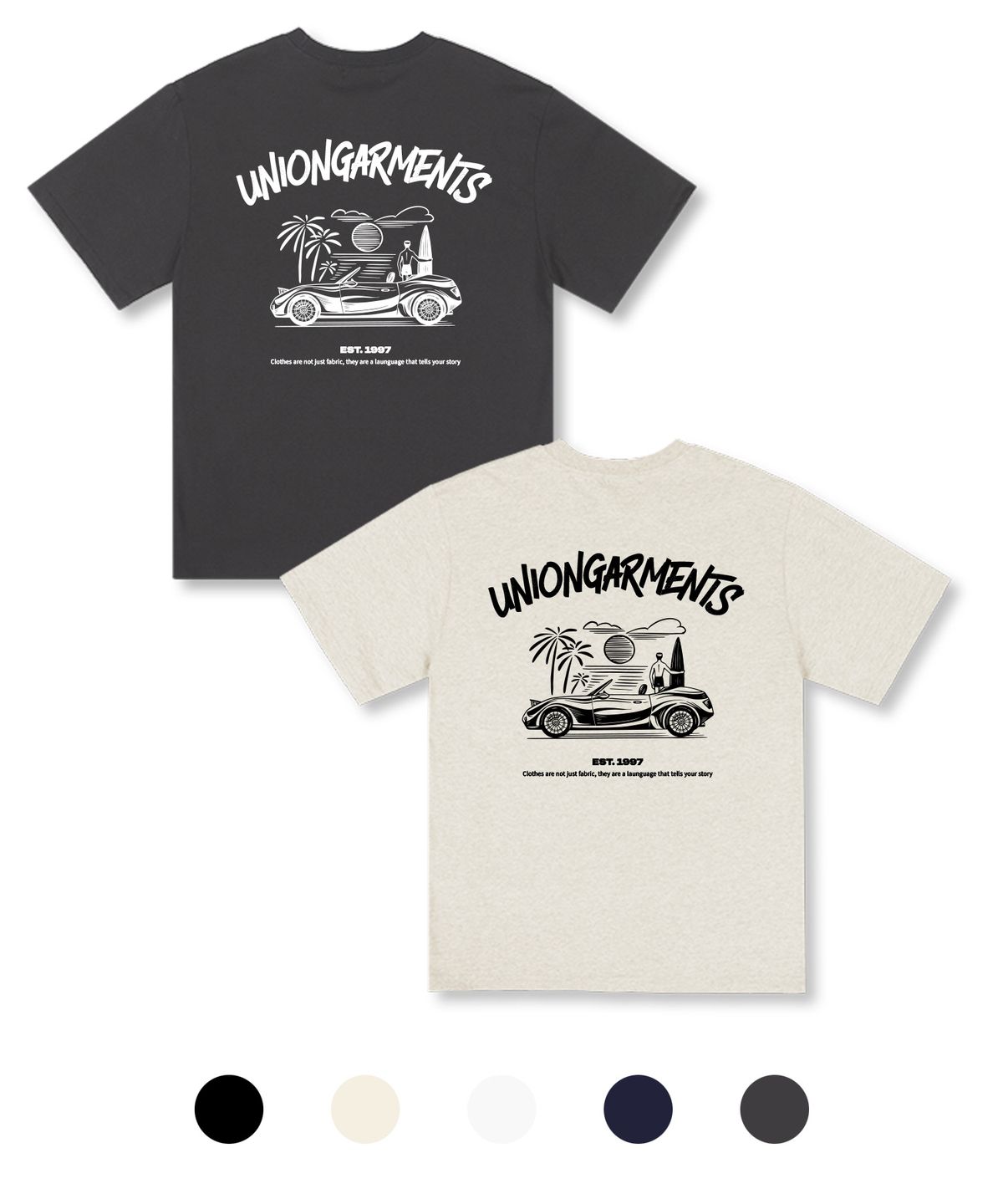 유니온가먼츠(UNION GARMENTS) 오픈카서핑 오버핏 반팔 티셔츠 5 COLOR