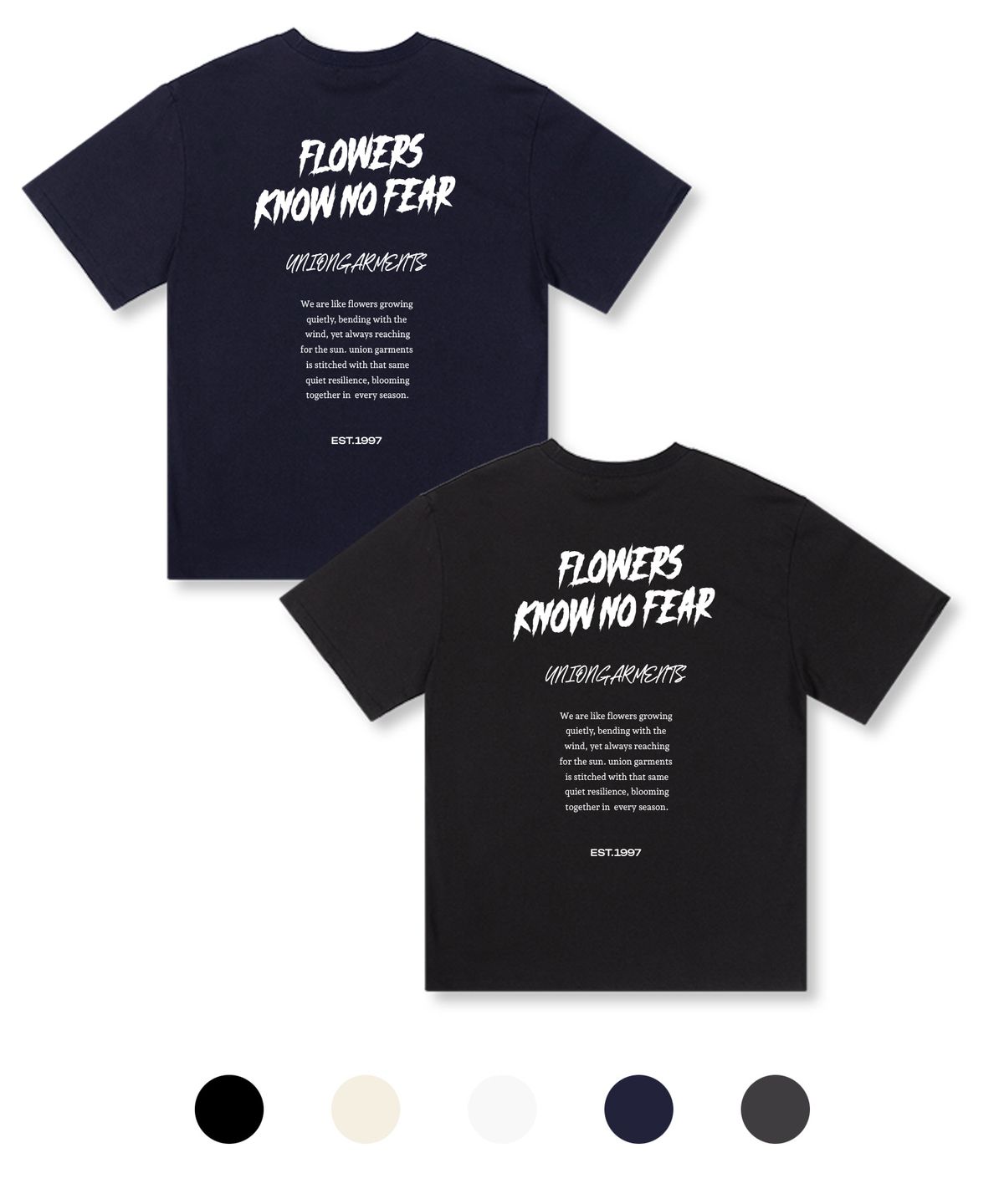 유니온가먼츠(UNION GARMENTS) 너우플라워 오버핏 반팔 티셔츠 5 COLOR