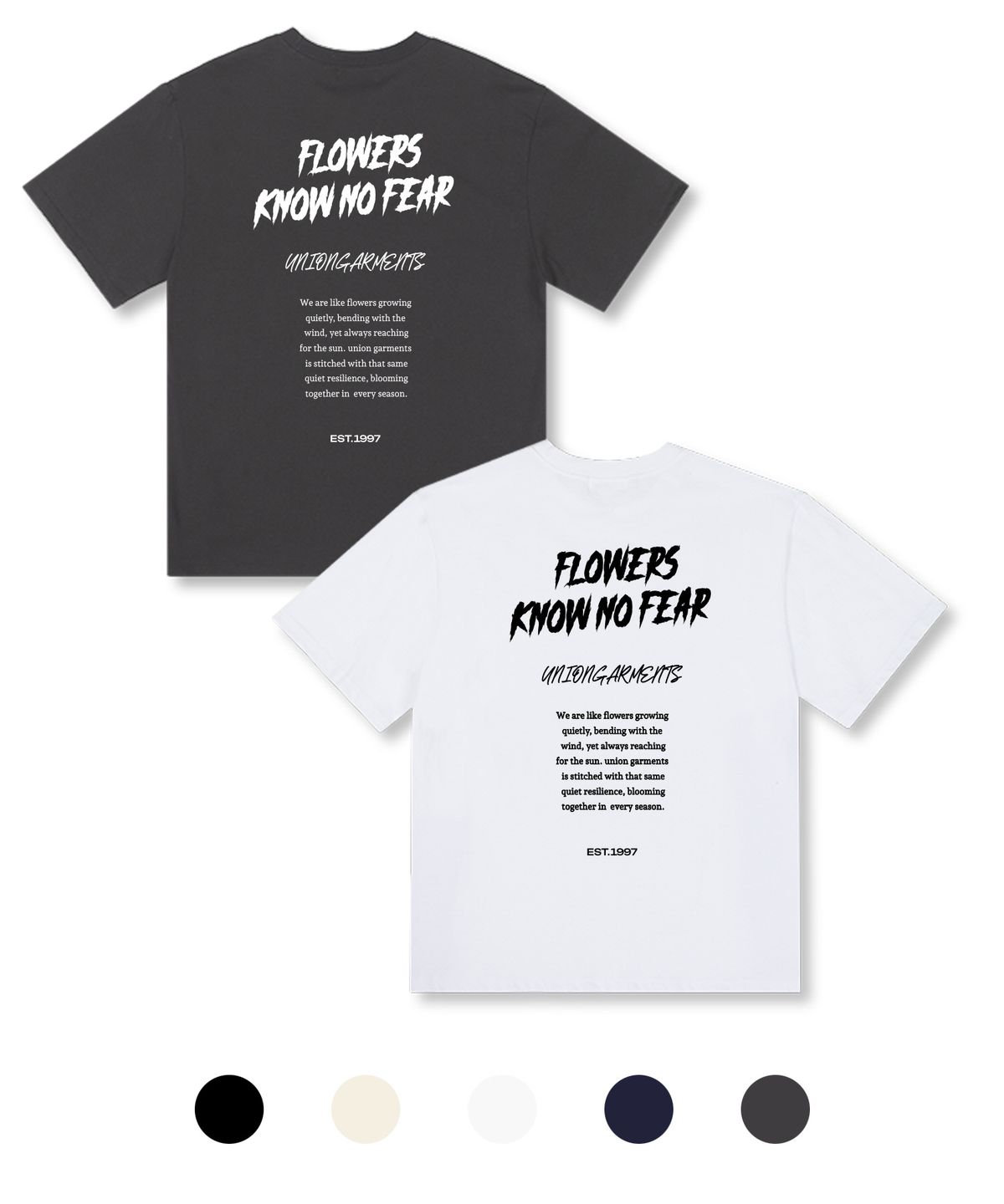 유니온가먼츠(UNION GARMENTS) 너우플라워 오버핏 반팔 티셔츠 5 COLOR