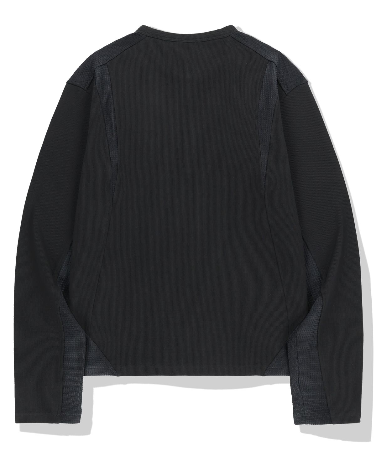 낫포너드(NOT4NERD) Ribbed Contrast Henley Neck Long Sleeve - Black