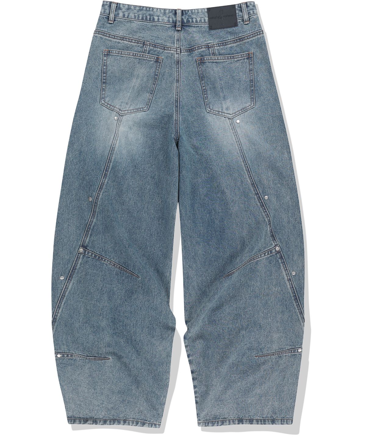 낫포너드(NOT4NERD) Stud Incision Curved Denim Pants - Deep Blue