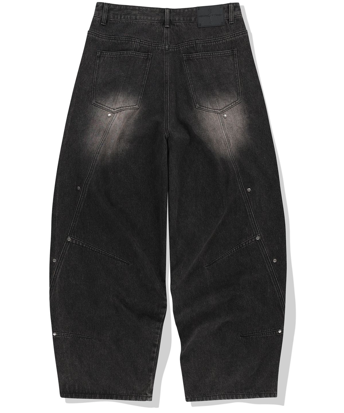 낫포너드(NOT4NERD) Stud Incision Curved Denim Pants - Black