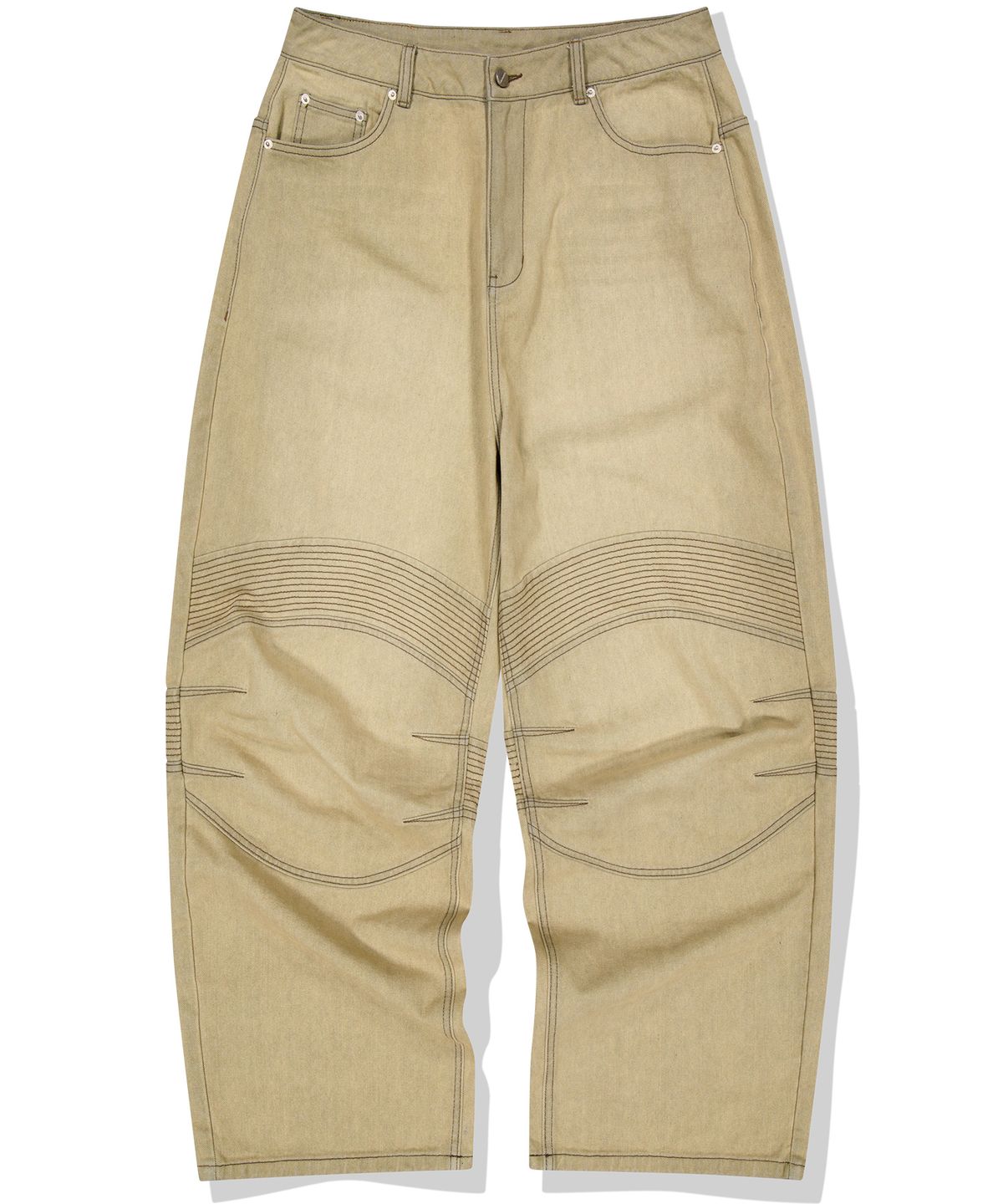 낫포너드(NOT4NERD) Structured Biker Denim Pants - Beige