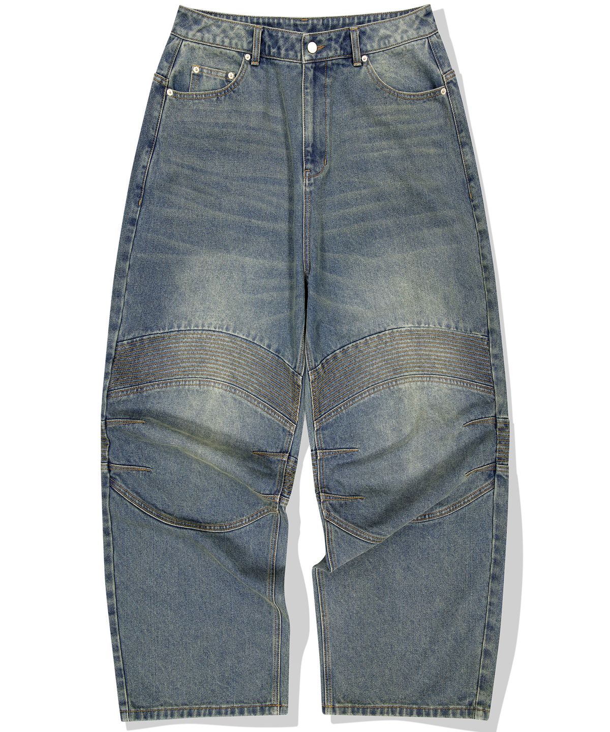 낫포너드(NOT4NERD) Structured Biker Denim Pants - Deep Blue