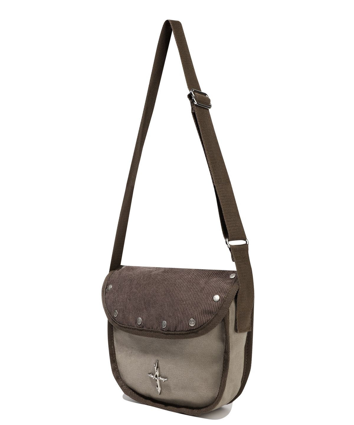 낫포너드(NOT4NERD) 4 Symbol Stud Corduroy Mini Cross Bag - Brown