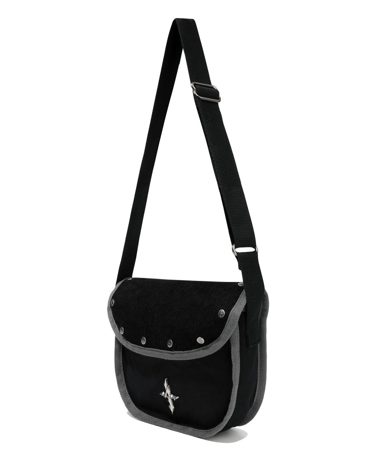낫포너드(NOT4NERD) 4 Symbol Stud Corduroy Mini Cross Bag - Black