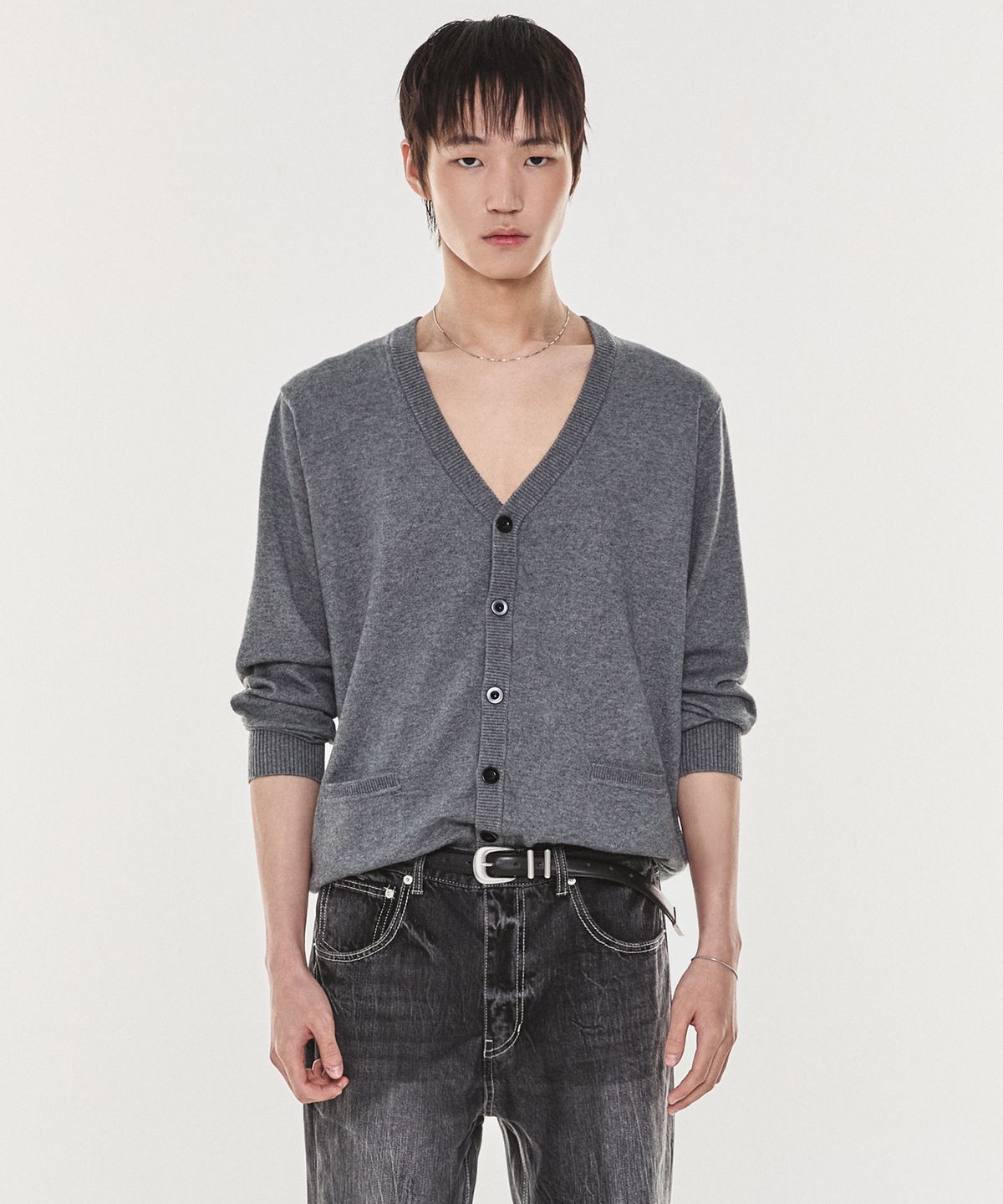 기철(KICHUL) Daylight Solid Cardigan (Grey)