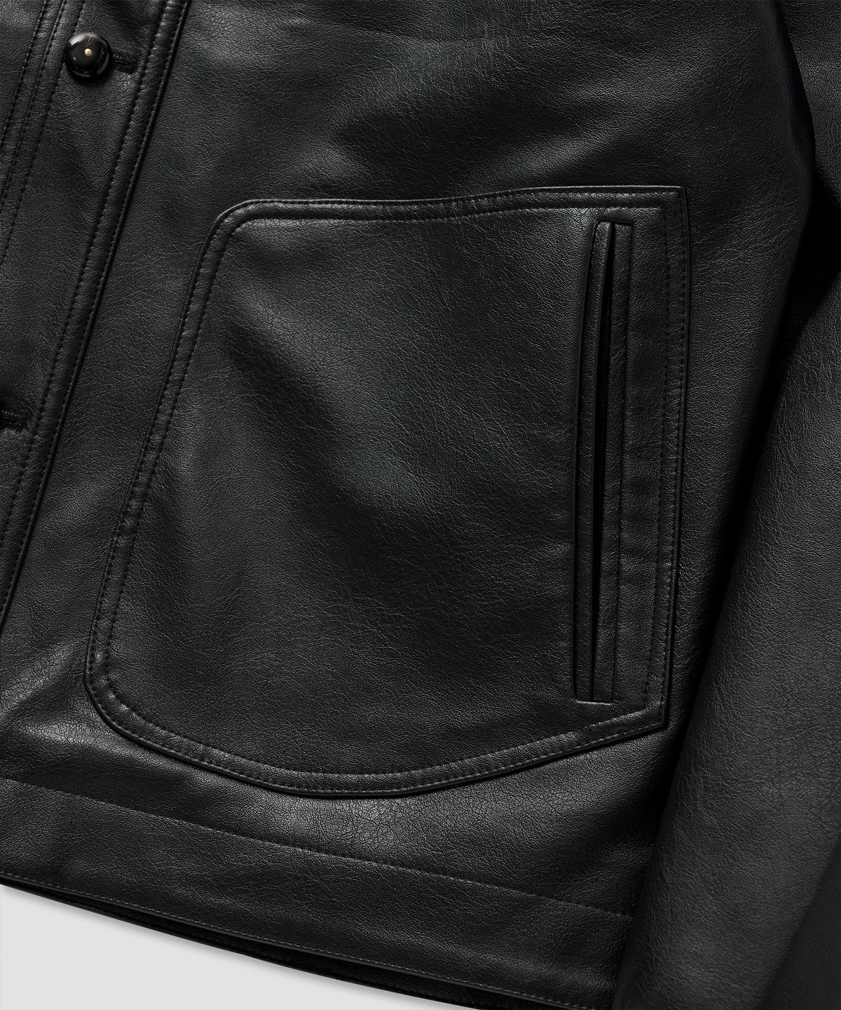 필프(PEALP) Welt Pocket Faux Leather Jacket 8(Black)