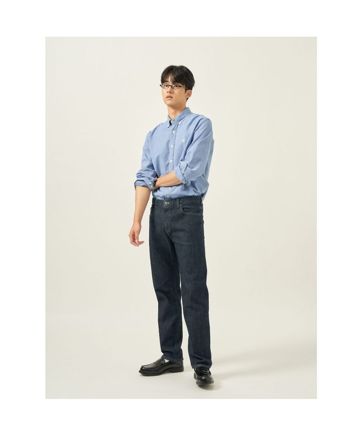 빈폴 멘(BEANPOLE MEN) [Essential] 남녀공용 샴브레이 데님 셔츠  스카이 블루