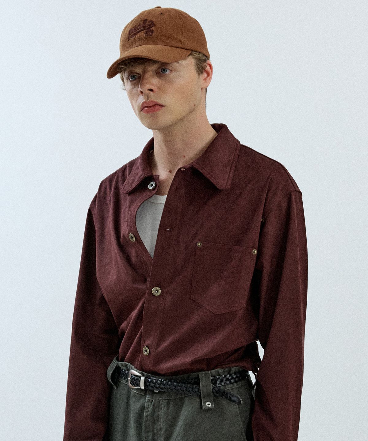 필프(PEALP) Suede Western Shirt 16(Wine)