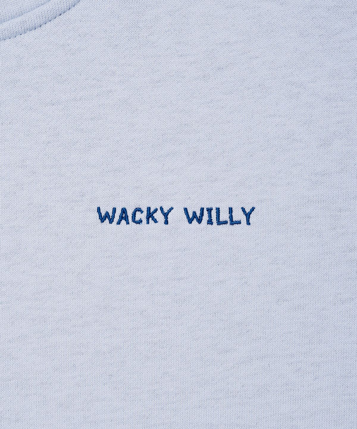 와키윌리(WACKY WILLY) 우먼스 타이포 로고 크롭 후디 블루