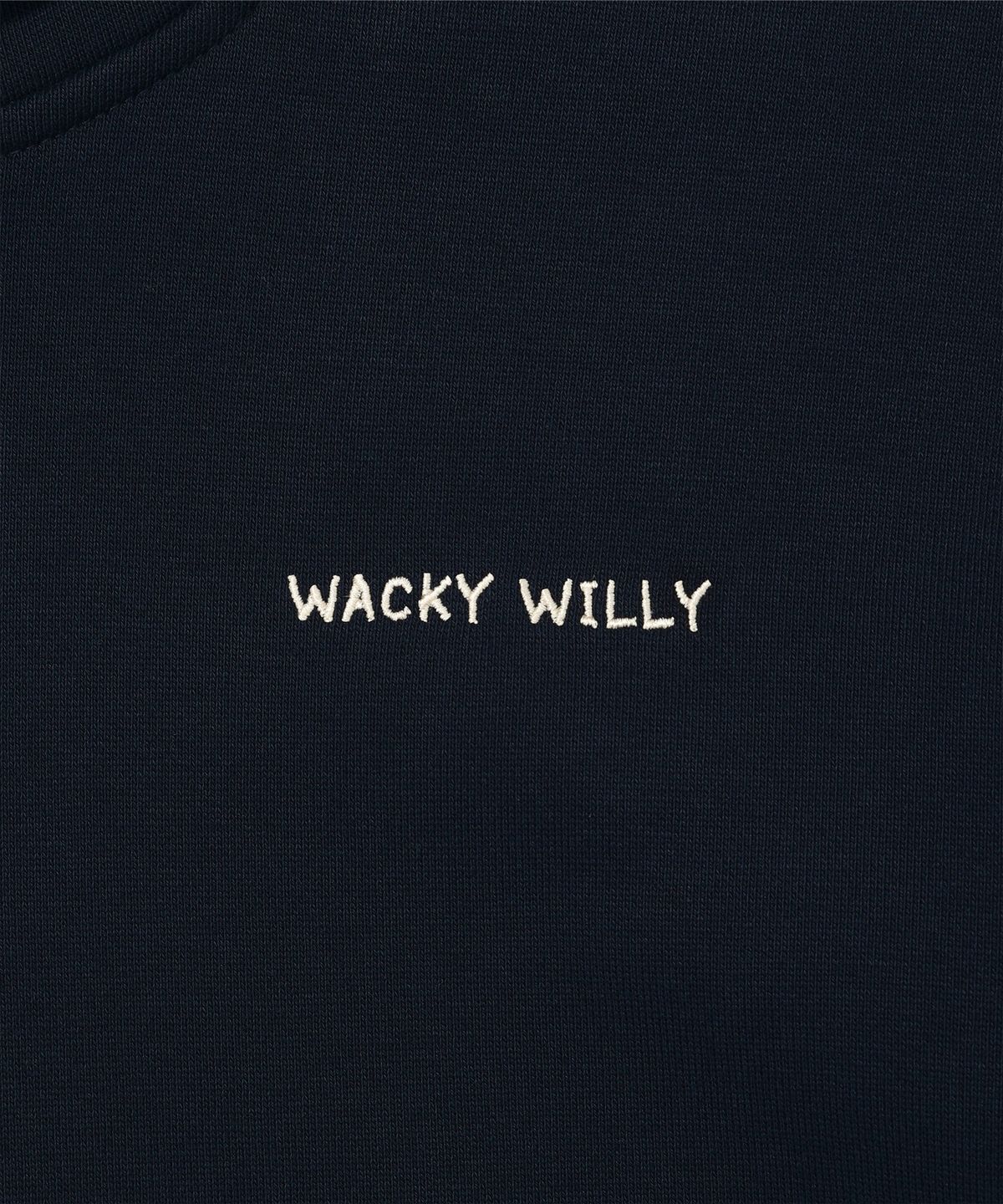 와키윌리(WACKY WILLY) 우먼스 타이포 로고 크롭 후디 네이비
