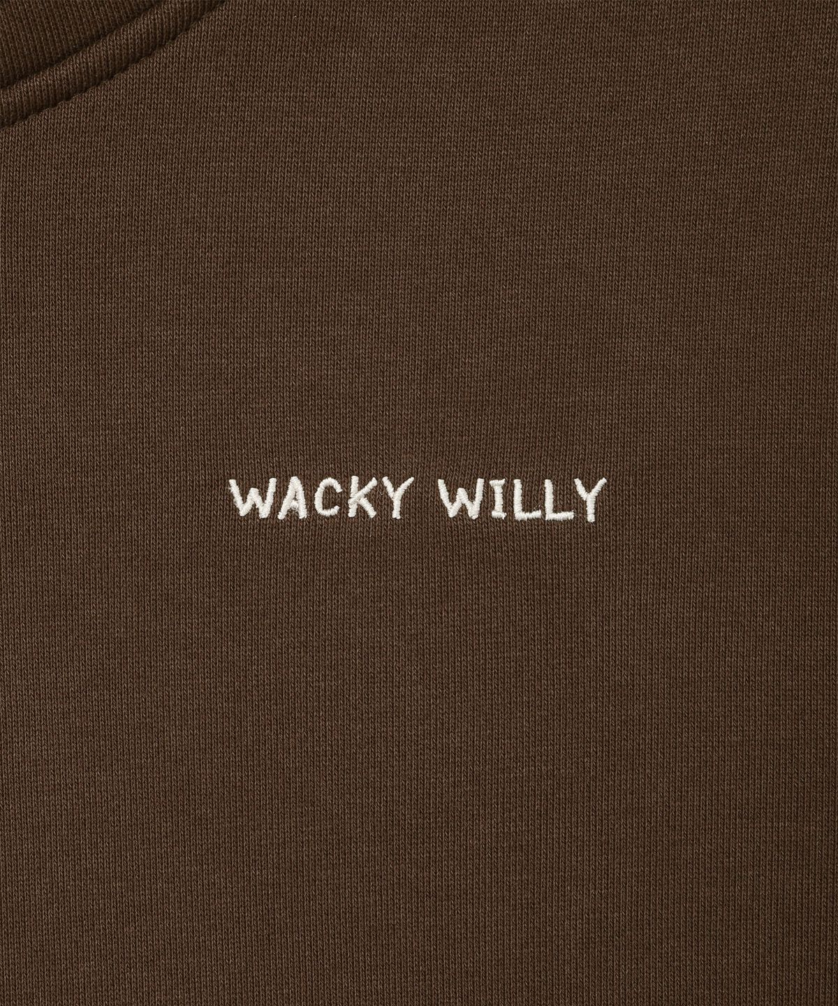 와키윌리(WACKY WILLY) 우먼스 타이포 로고 크롭 후디 브라운