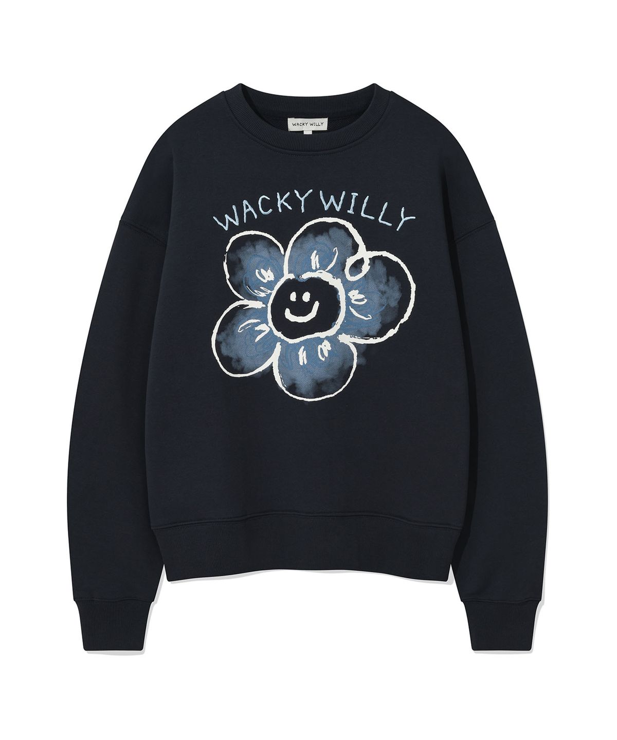 와키윌리(WACKY WILLY) [25FW] 우먼스 빅릴리 그래픽 맨투맨 네이비