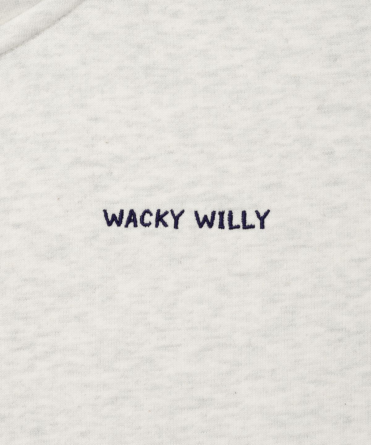 와키윌리(WACKY WILLY) 우먼스 타이포 로고 크롭 후드집업 오트밀