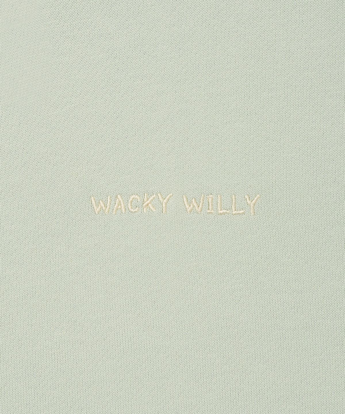 와키윌리(WACKY WILLY) 우먼스 타이포 로고 크롭 후드집업 그린