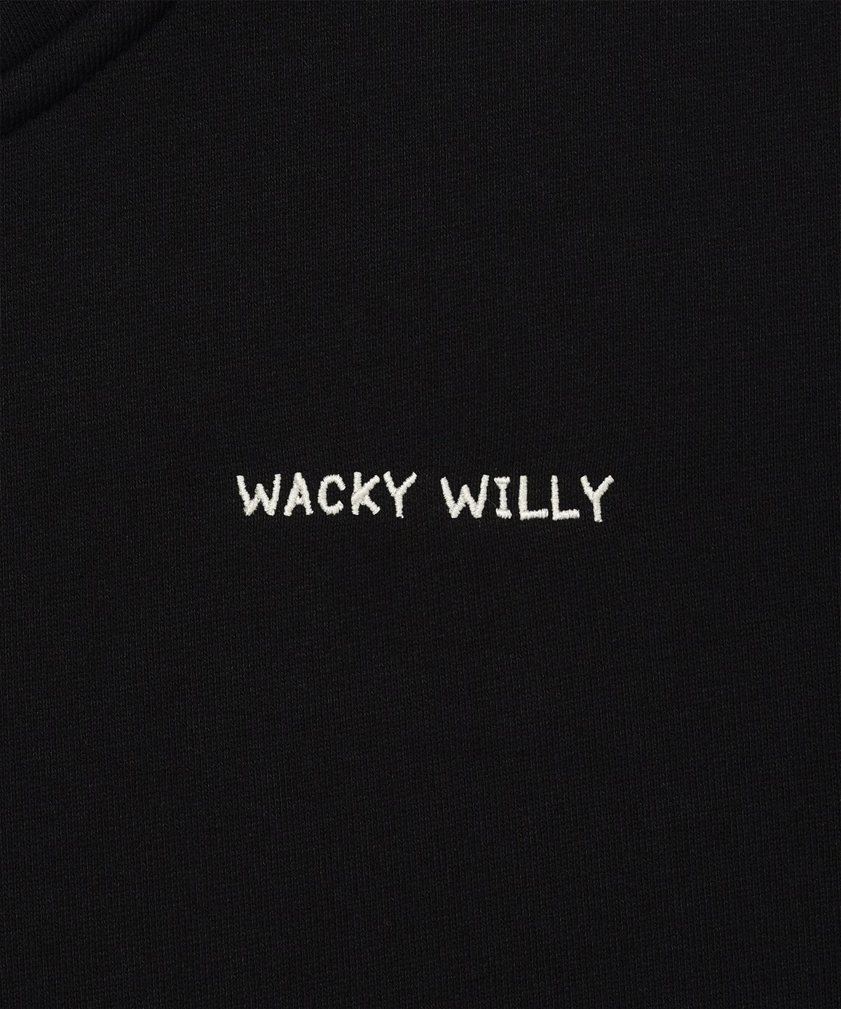 와키윌리(WACKY WILLY) 우먼스 타이포 로고 크롭 후드집업 블랙