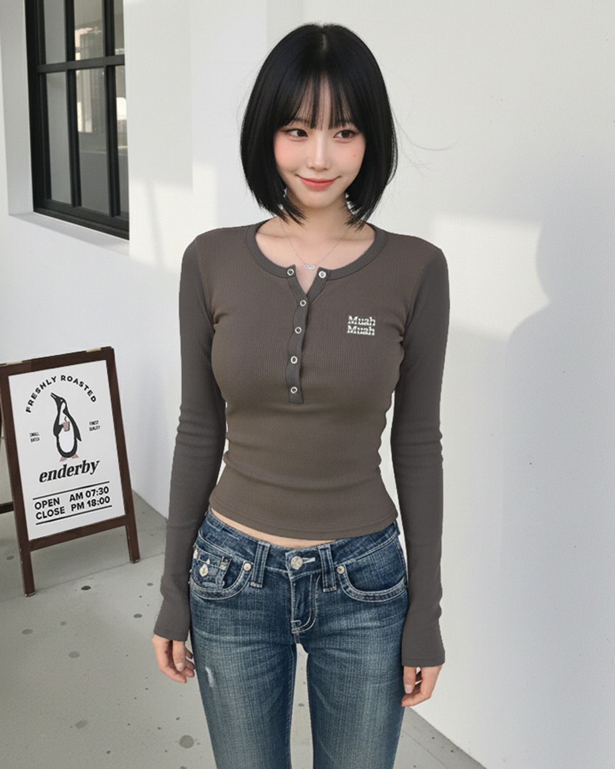 무아무아(MUAHMUAH) 헨리넥 스티치 긴팔티 [7color]
