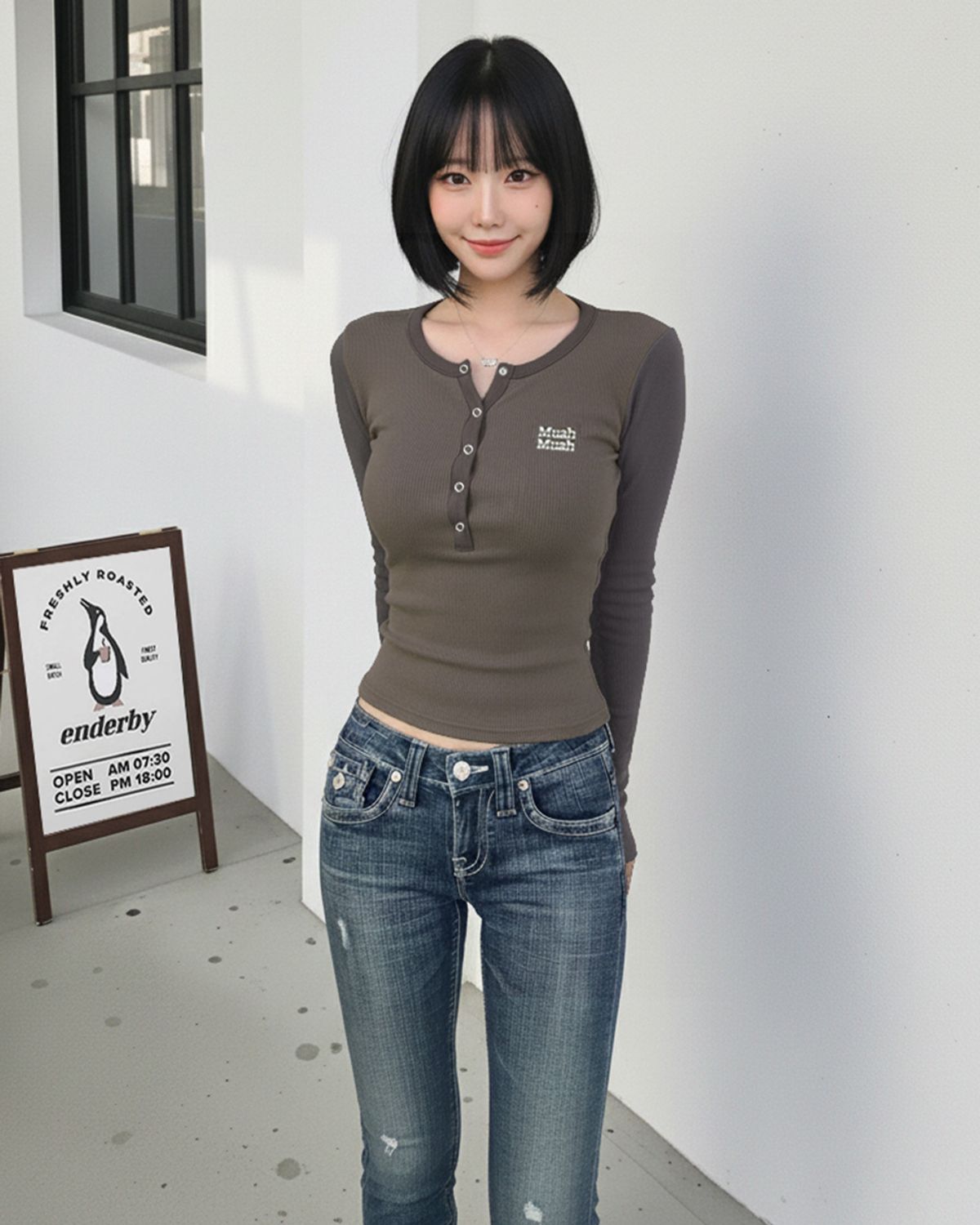 무아무아(MUAHMUAH) 헨리넥 스티치 긴팔티 [7color]