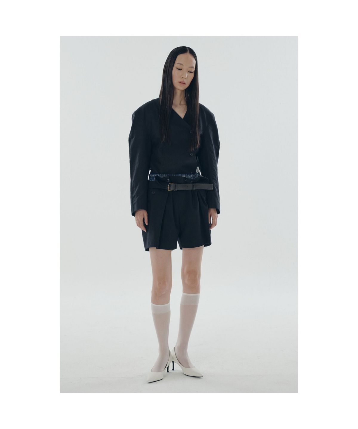 래코드(RECODE) Bold Pleated Short Pants RQPAM25536NYX
