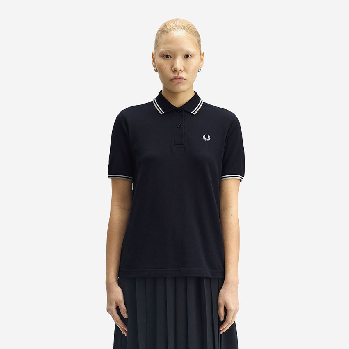 프레드페리(FRED PERRY) [G3600] 여성 트윈 팁 프레드페리 셔츠 - 네이비/라이트아이스/웜오트 AFPF2533600-Z77