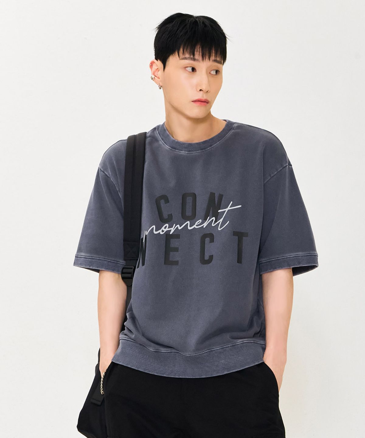 체이스컬트(CHASECULT) 남성 피그먼트 반팔 맨투맨 티셔츠-블루