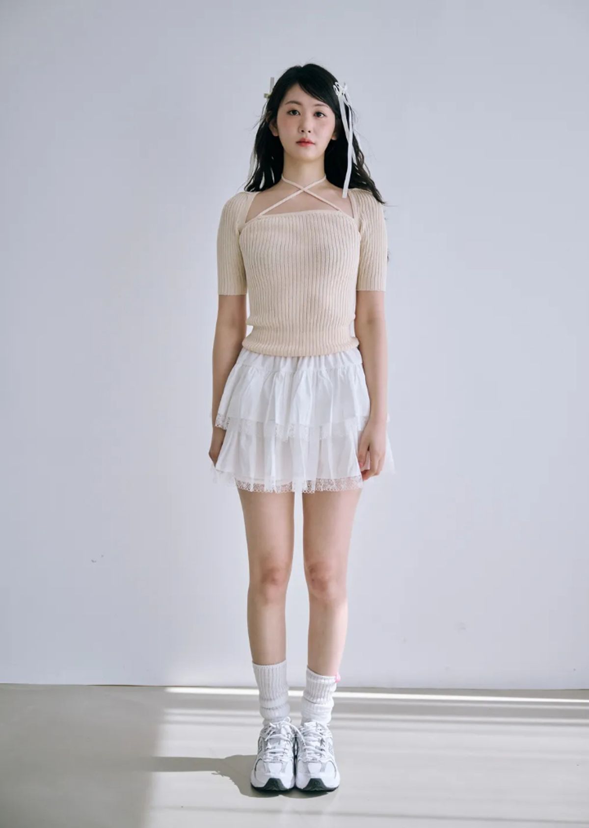 바이서우(BYSEOWOO) 비앙카 투웨이 니트 티셔츠(아이보리)