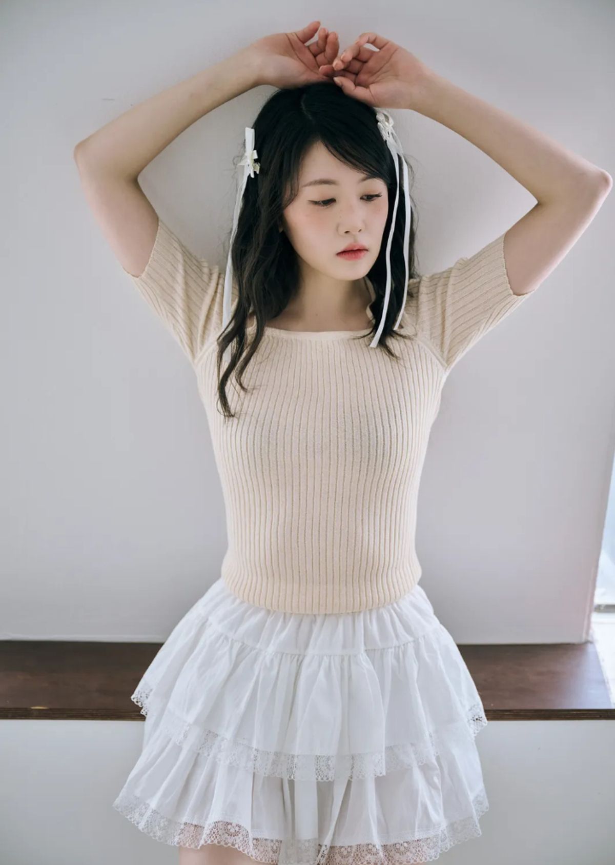 바이서우(BYSEOWOO) 비앙카 투웨이 니트 티셔츠(아이보리)