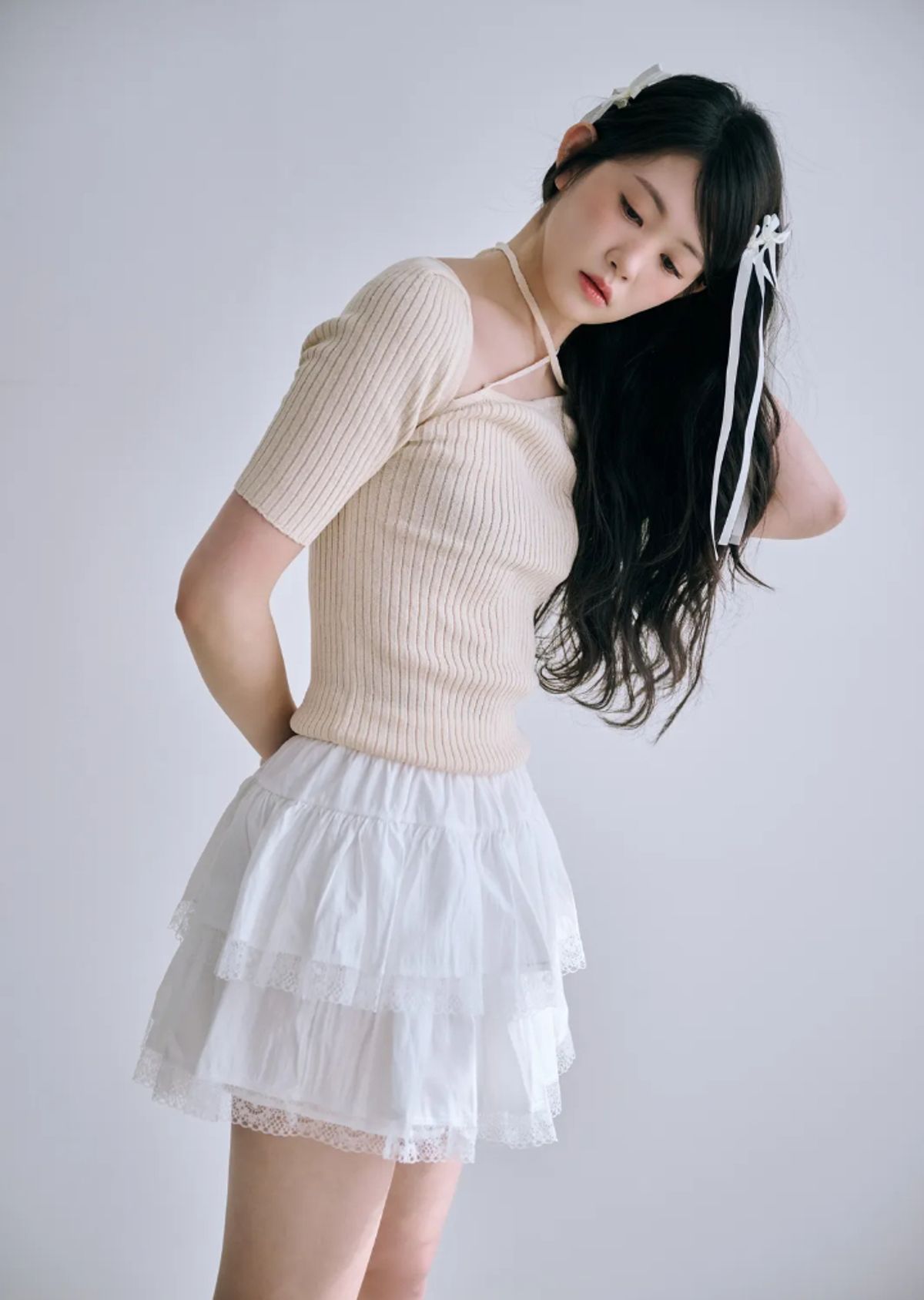 바이서우(BYSEOWOO) 비앙카 투웨이 니트 티셔츠(아이보리)