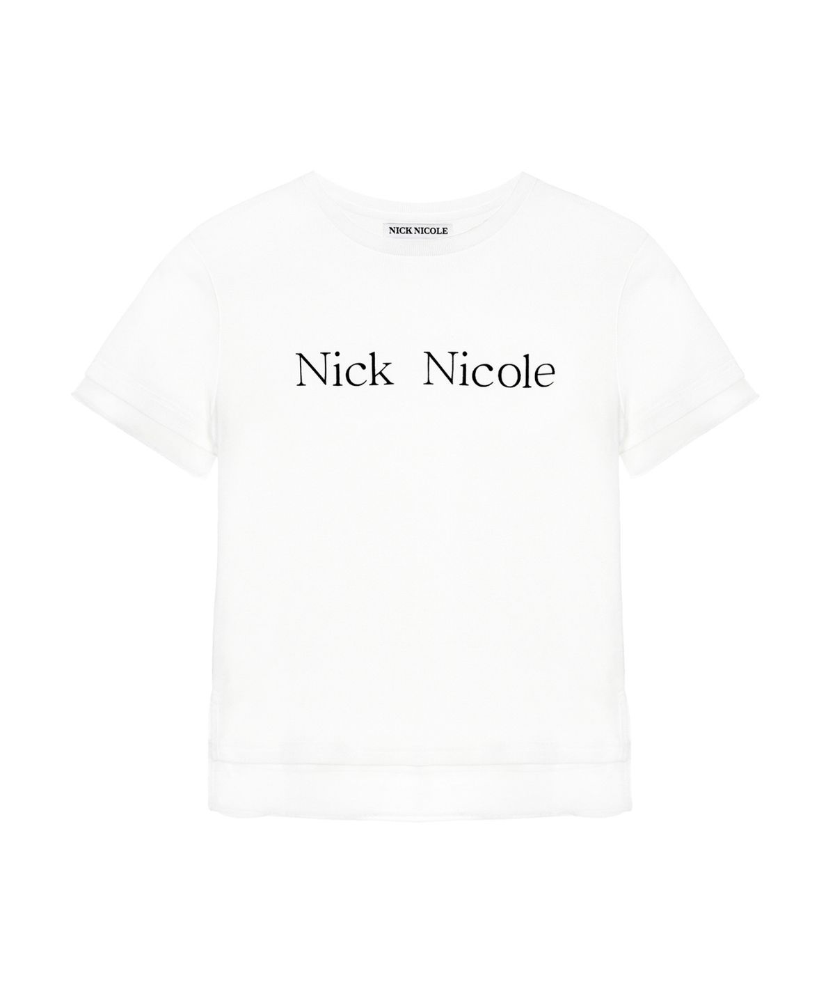 닉앤니콜(NICK&NICOLE) NICOLE SHEER LAYERED LOGO TOP_WHITE