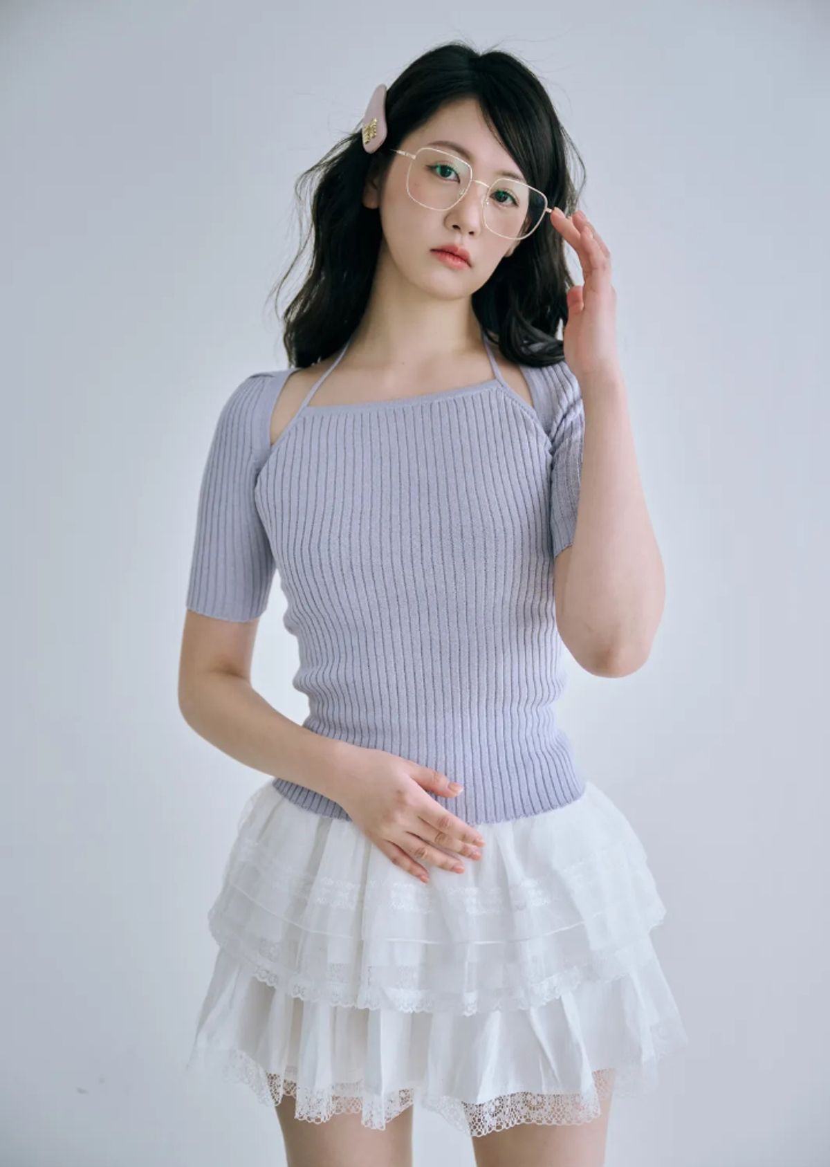 바이서우(BYSEOWOO) 비앙카 투웨이 니트 티셔츠(블루/블랙/아이보리)