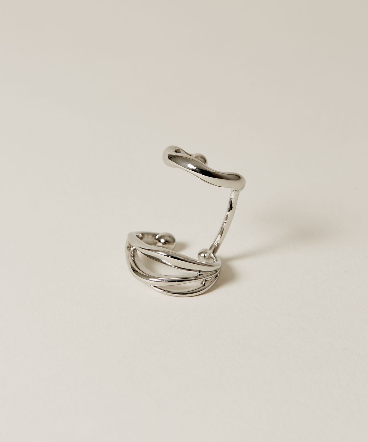노비스도쿄(NOVICE TOKYO) 더블 뉘앙스 후프 이어커프 Double Nuance Hoop Ear Cuff / Silver