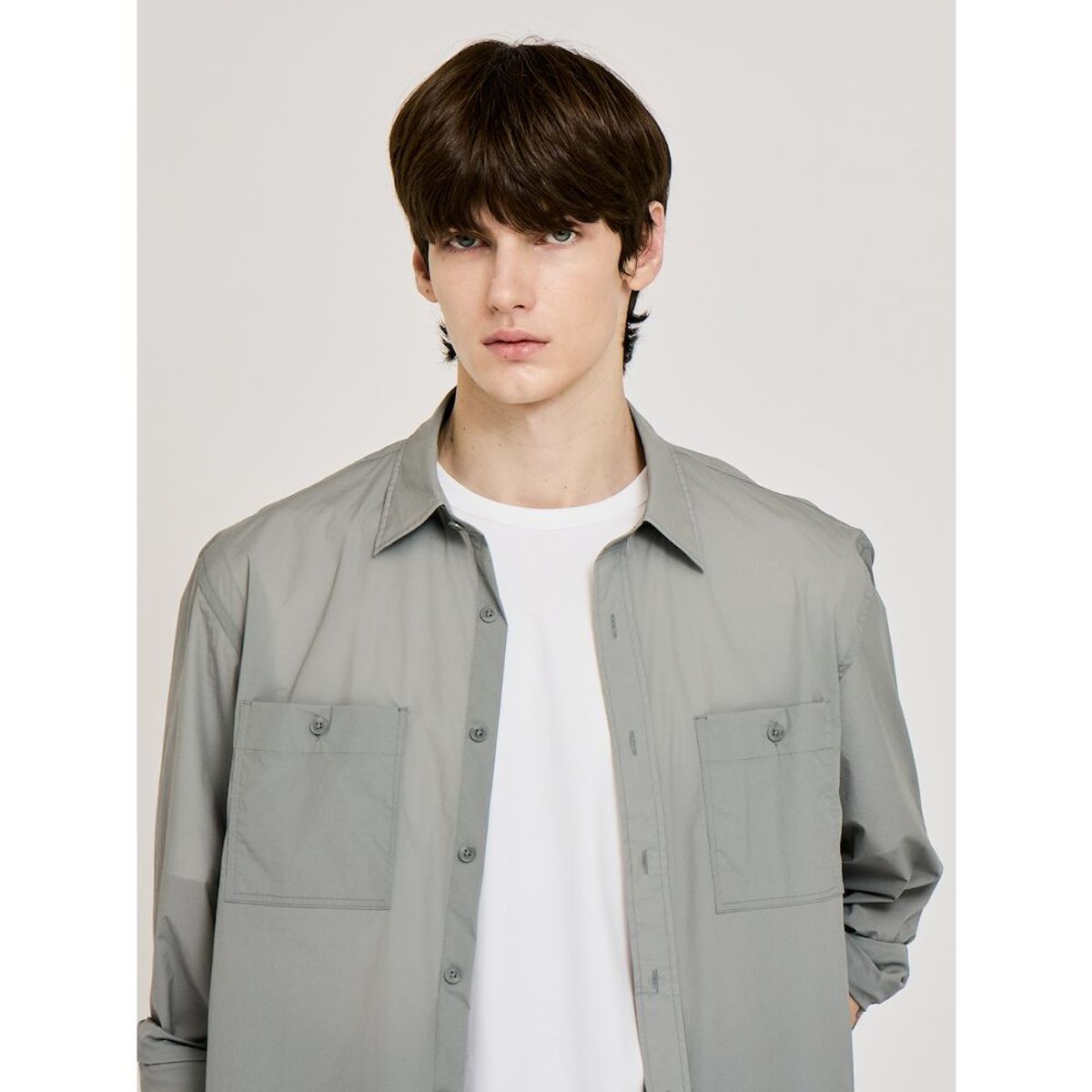 GLXY (갤럭시 라이프스타일)(GLXY (GALAXY LIFESTYLE)) GLXY [갤럭시라이프스타일][三無衣服] 나일론 스트레치 오버셔츠  그레이