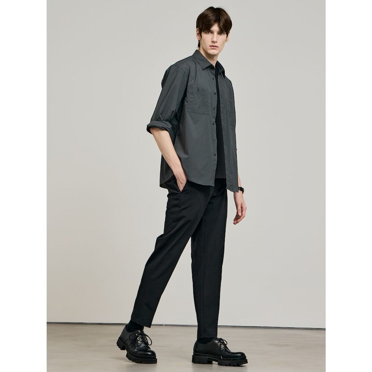GLXY (갤럭시 라이프스타일)(GLXY (GALAXY LIFESTYLE)) GLXY [갤럭시라이프스타일][三無衣服] 나일론 스트레치 오버셔츠  애쉬